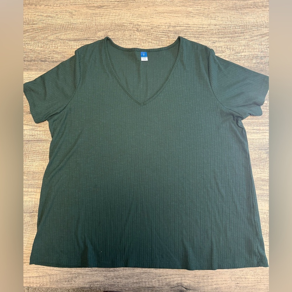 Old Navy Luxe Ribbed Dark Green Top